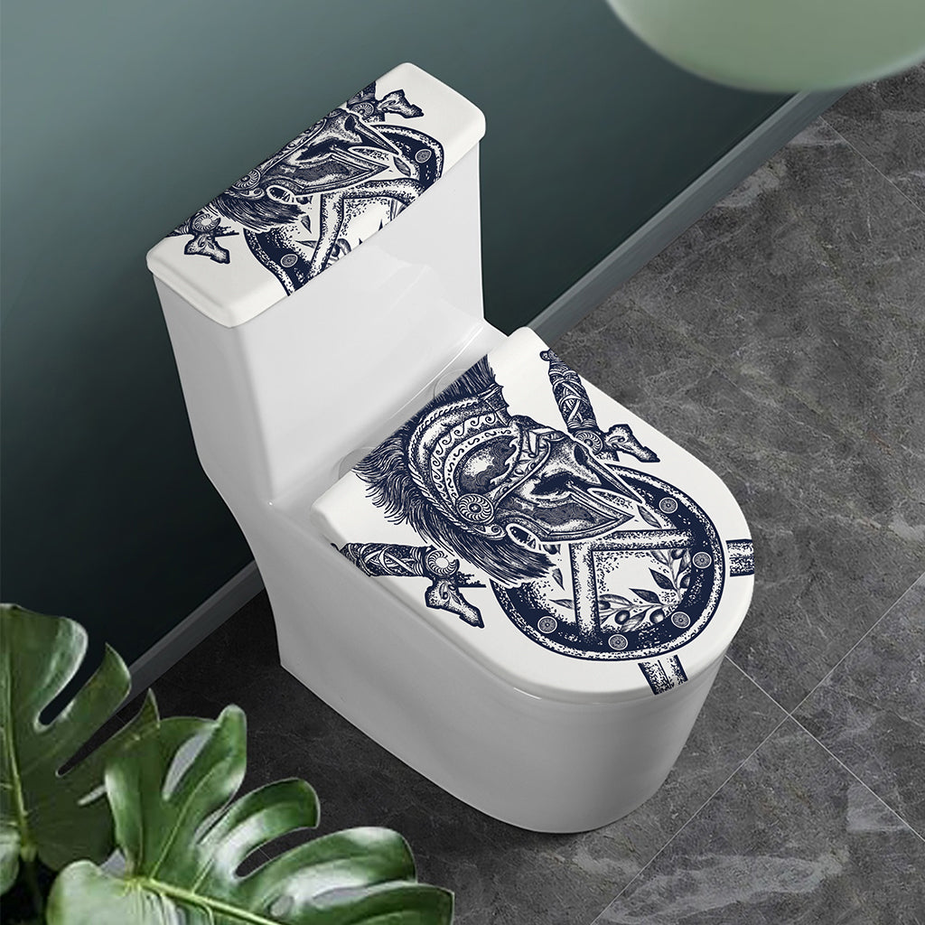 Ancient Spartan Print Toilet Lid And Tank Cover Set