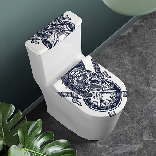Ancient Spartan Print Toilet Lid And Tank Cover Set