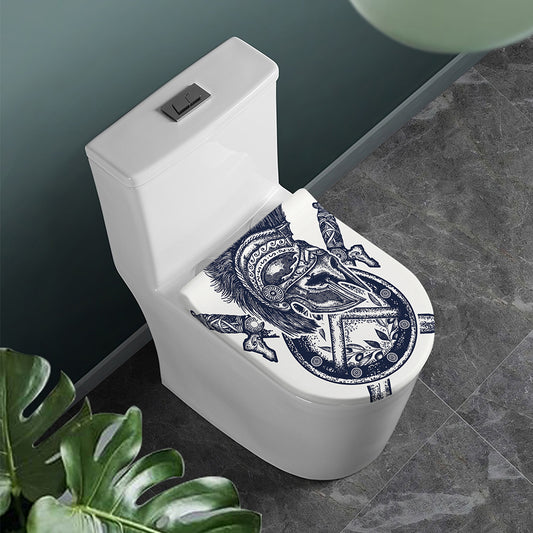 Ancient Spartan Print Toilet Lid Cover