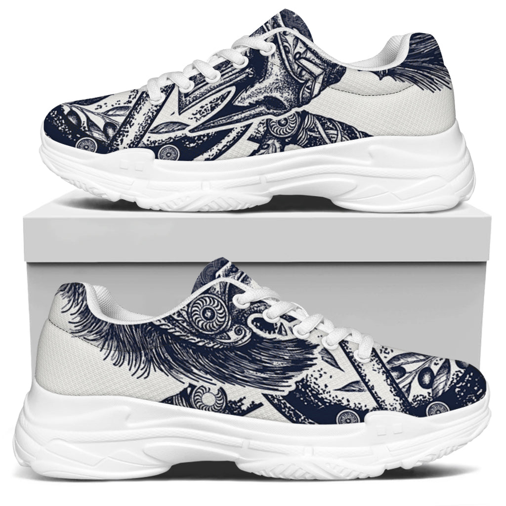 Ancient Spartan Print White Chunky Shoes