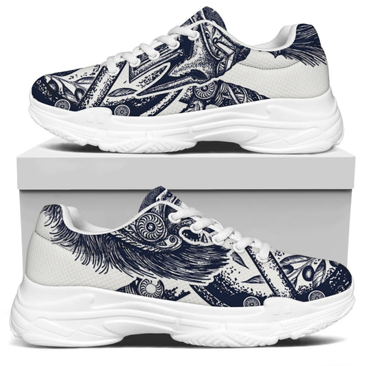Ancient Spartan Print White Chunky Shoes