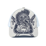 Ancient Spartan Print White Mesh Trucker Cap