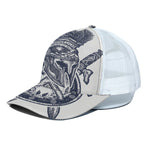 Ancient Spartan Print White Mesh Trucker Cap