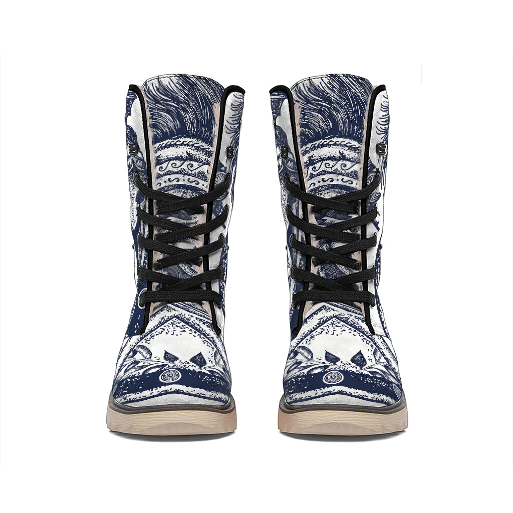 Ancient Spartan Print Winter Boots