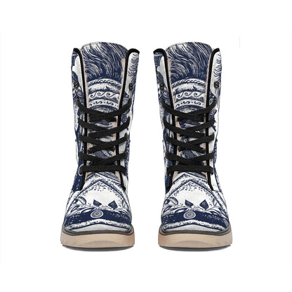 Ancient Spartan Print Winter Boots