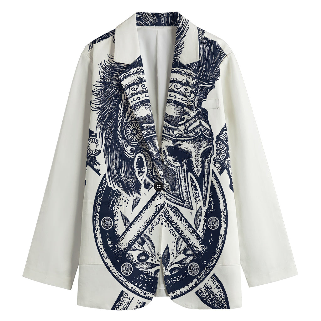 Ancient Spartan Print Women's Cotton Blazer