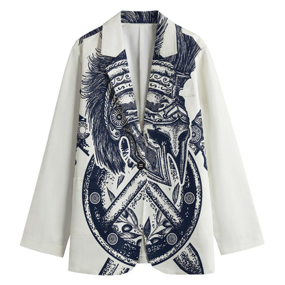 Ancient Spartan Print Women's Cotton Blazer