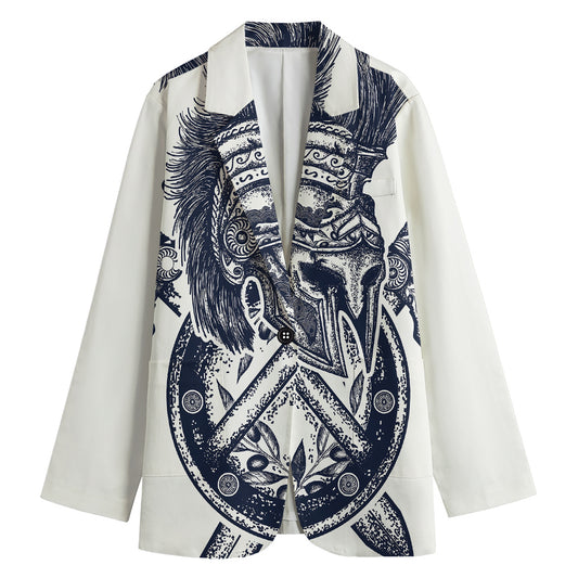 Ancient Spartan Print Women's Cotton Blazer