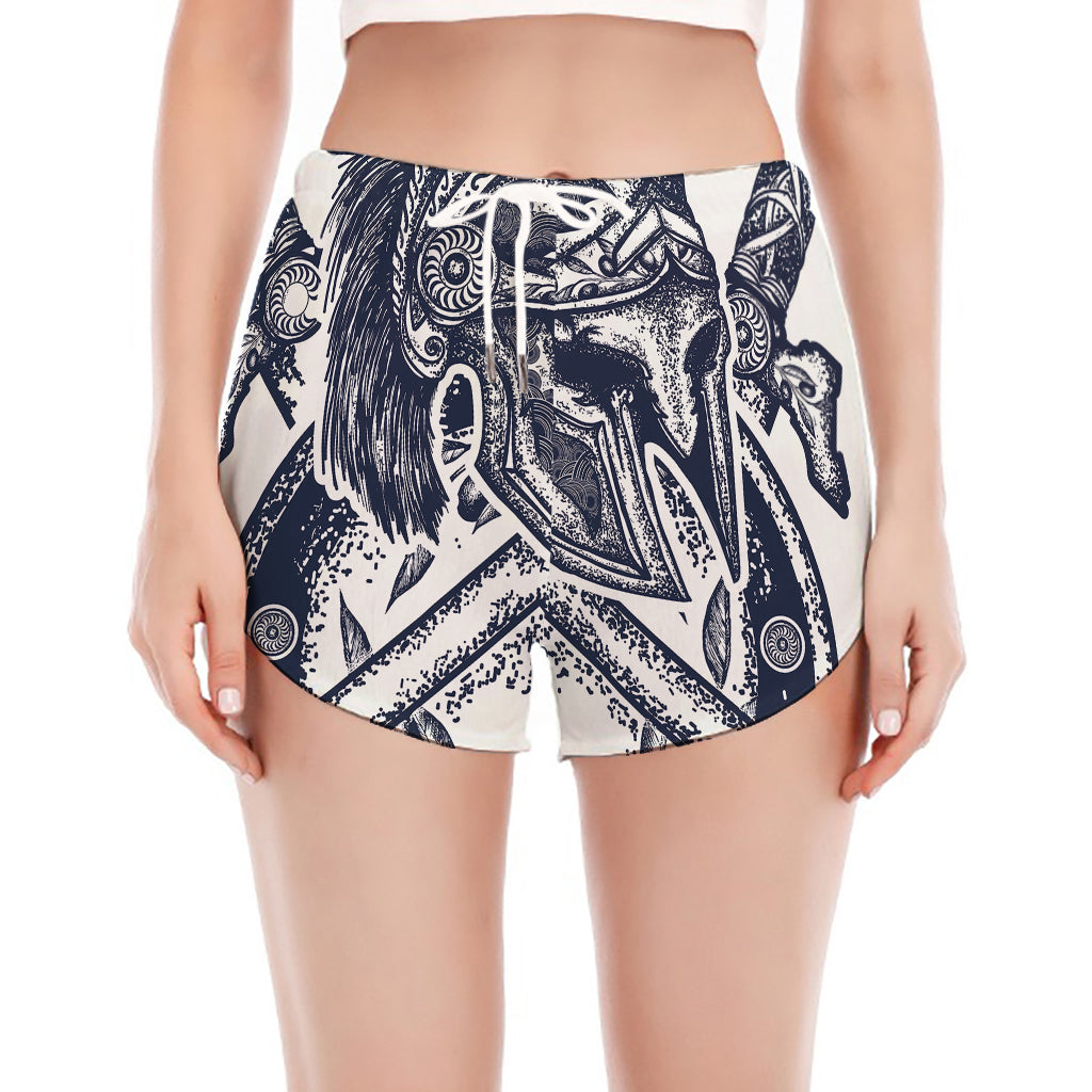 Ancient Spartan Print Women's Split Running Shorts