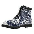 Ancient Spartan Print Padded Collar Lace Up Boots