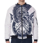 Ancient Spartan Print Zip Sleeve Bomber Jacket