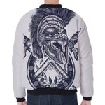 Ancient Spartan Print Zip Sleeve Bomber Jacket