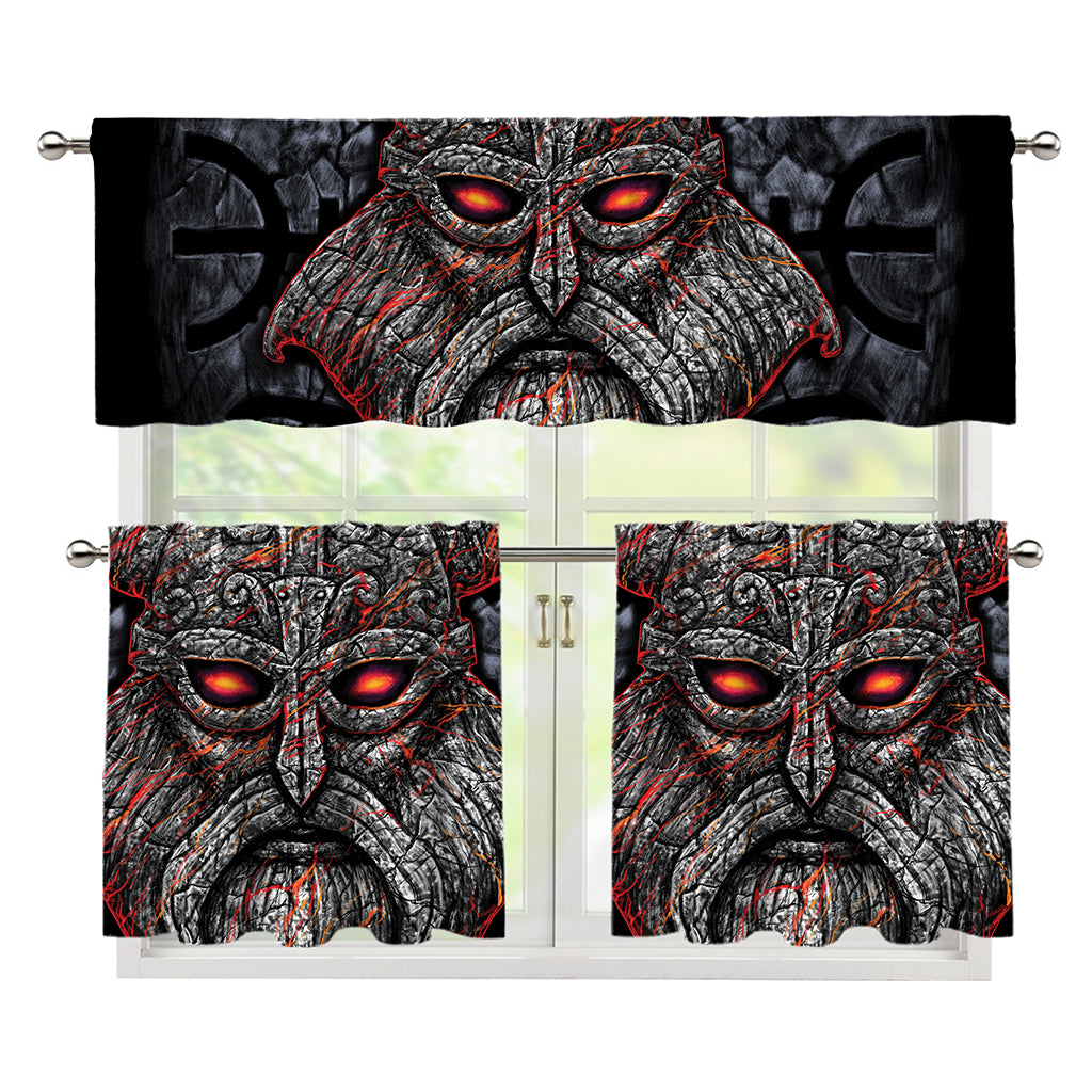 Ancient Viking Norse God Odin Print 3 Piece Kitchen Curtains