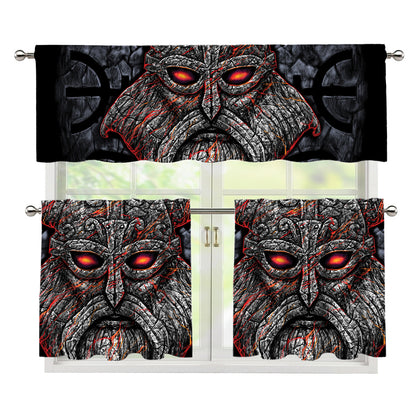 Ancient Viking Norse God Odin Print 3 Piece Kitchen Curtains