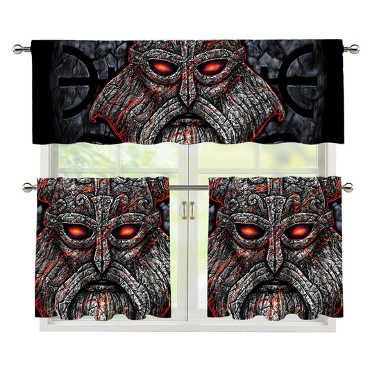 Ancient Viking Norse God Odin Print 3 Piece Kitchen Curtains