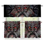 Ancient Viking Norse God Odin Print 3 Piece Kitchen Curtains