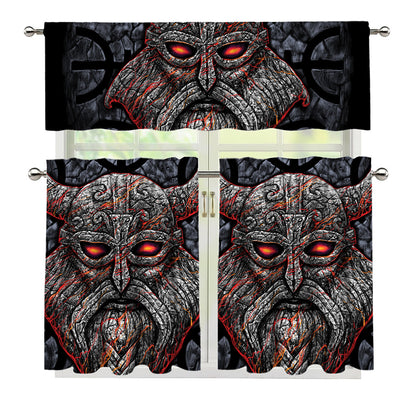 Ancient Viking Norse God Odin Print 3 Piece Kitchen Curtains