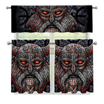 Ancient Viking Norse God Odin Print 3 Piece Kitchen Curtains