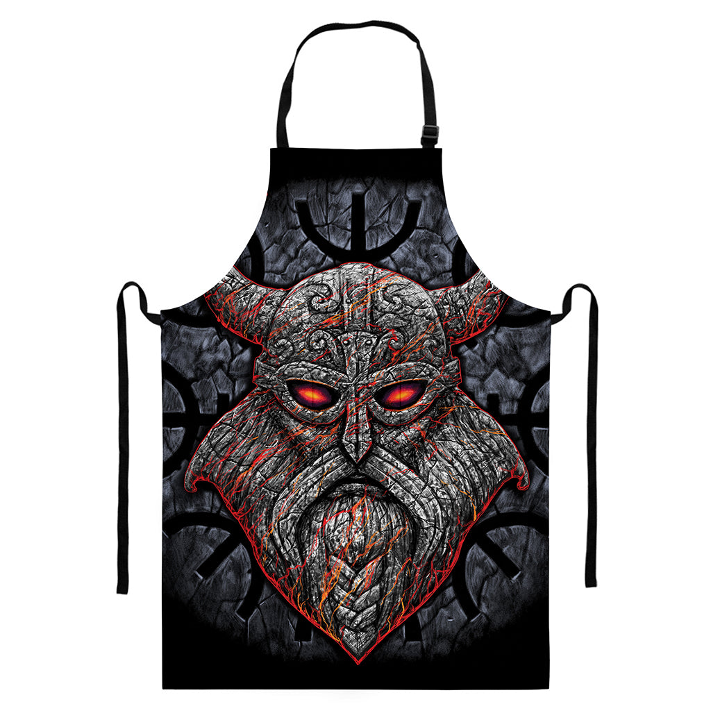 Ancient Viking Norse God Odin Print Bib Apron With Pocket