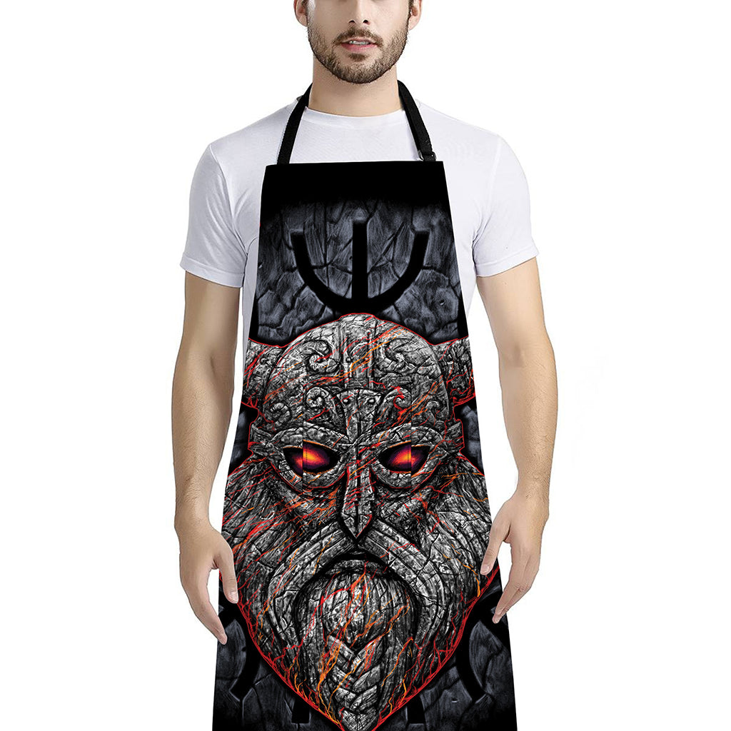 Ancient Viking Norse God Odin Print Bib Apron With Pocket