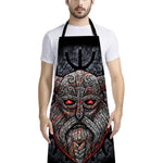Ancient Viking Norse God Odin Print Bib Apron With Pocket