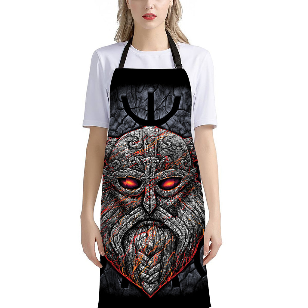 Ancient Viking Norse God Odin Print Bib Apron With Pocket