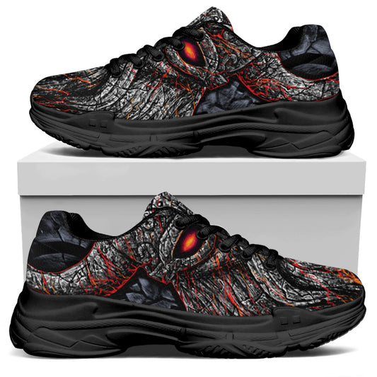 Ancient Viking Norse God Odin Print Black Chunky Shoes