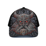 Ancient Viking Norse God Odin Print Black Mesh Trucker Cap