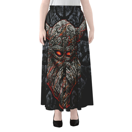 Ancient Viking Norse God Odin Print Chiffon Maxi Skirt