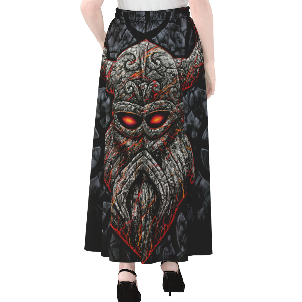 Ancient Viking Norse God Odin Print Chiffon Maxi Skirt