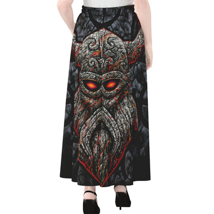 Ancient Viking Norse God Odin Print Chiffon Maxi Skirt