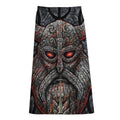Ancient Viking Norse God Odin Print Cotton Front Slit Maxi Skirt