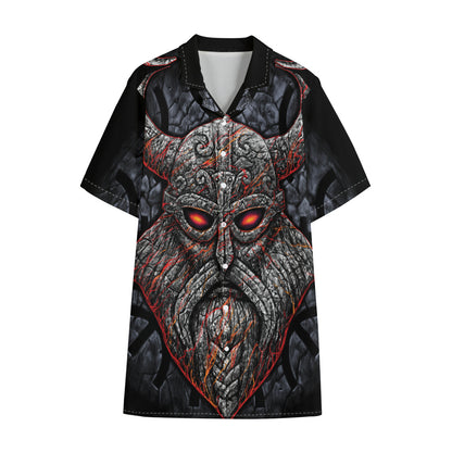 Ancient Viking Norse God Odin Print Cotton Hawaiian Shirt