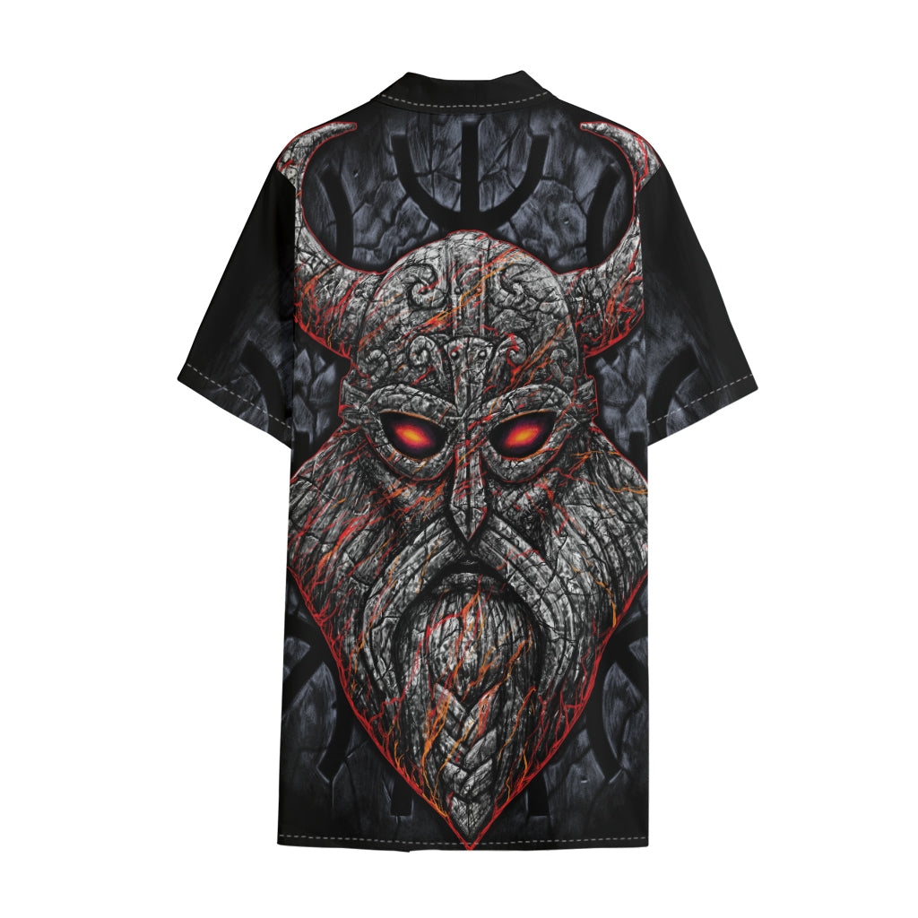 Ancient Viking Norse God Odin Print Cotton Hawaiian Shirt