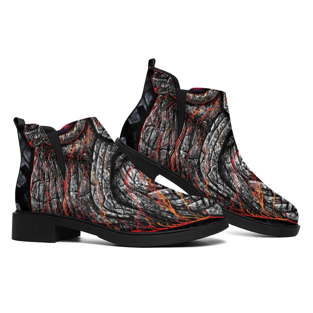 Ancient Viking Norse God Odin Print Flat Ankle Boots