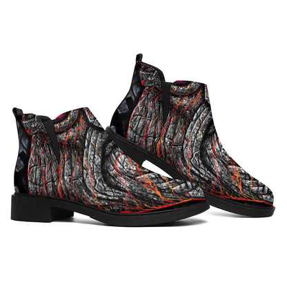 Ancient Viking Norse God Odin Print Flat Ankle Boots