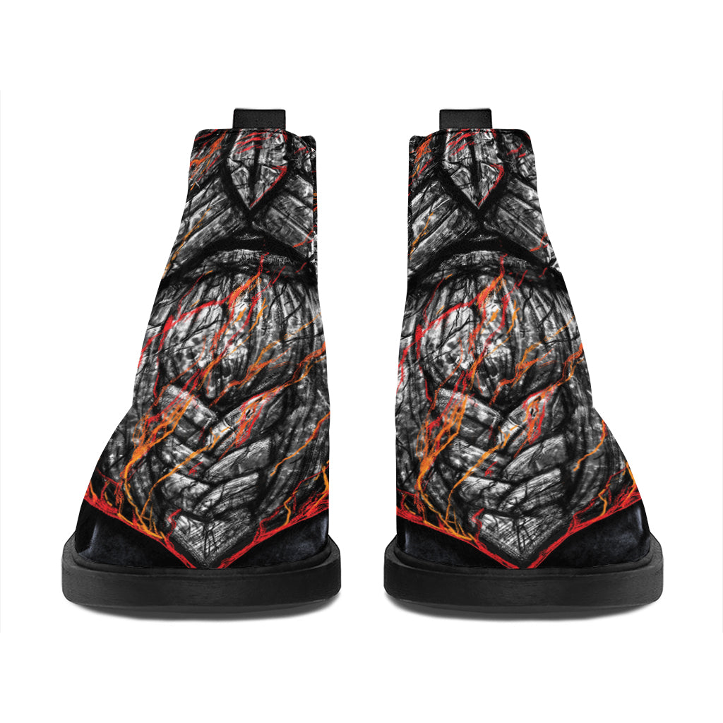 Ancient Viking Norse God Odin Print Flat Ankle Boots