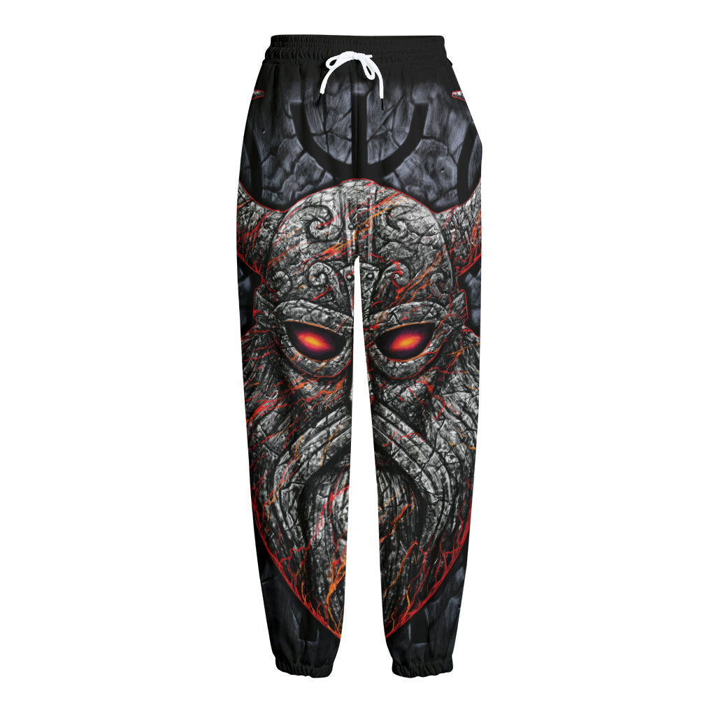 Ancient Viking Norse God Odin Print Fleece Lined Knit Pants