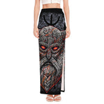 Ancient Viking Norse God Odin Print High Slit Maxi Skirt