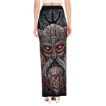 Ancient Viking Norse God Odin Print High Slit Maxi Skirt