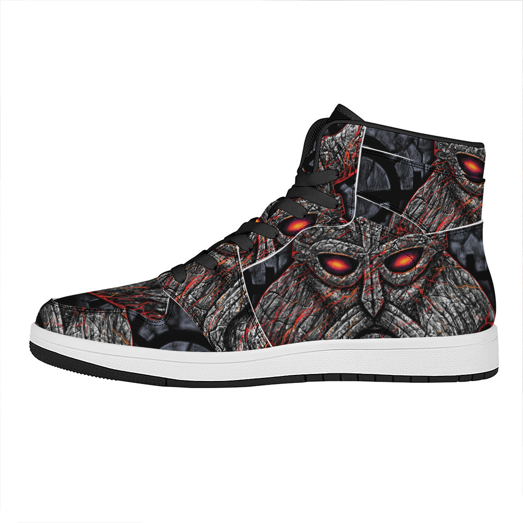 Ancient Viking Norse God Odin Print High Top Leather Sneakers
