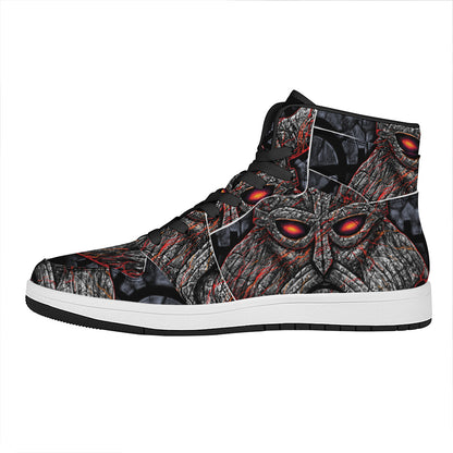 Ancient Viking Norse God Odin Print High Top Leather Sneakers
