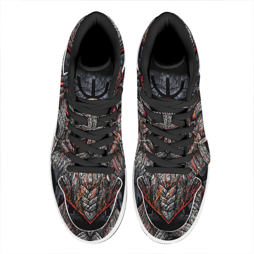 Ancient Viking Norse God Odin Print High Top Leather Sneakers