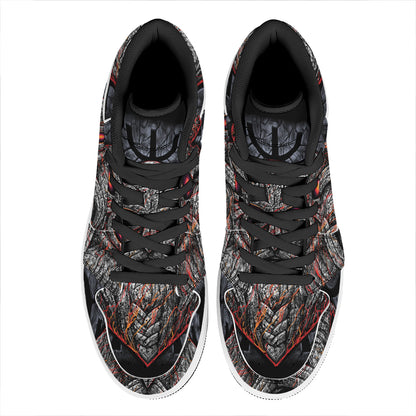Ancient Viking Norse God Odin Print High Top Leather Sneakers