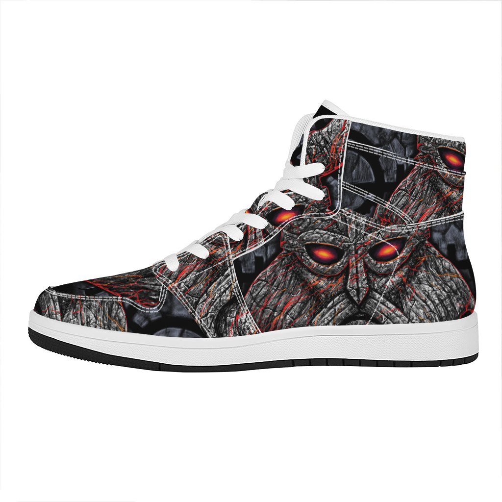 Ancient Viking Norse God Odin Print High Top Leather Sneakers