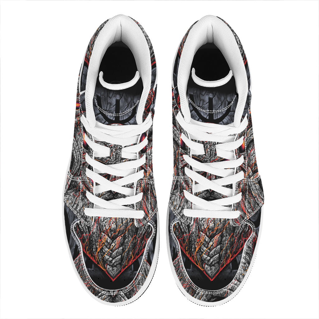 Ancient Viking Norse God Odin Print High Top Leather Sneakers