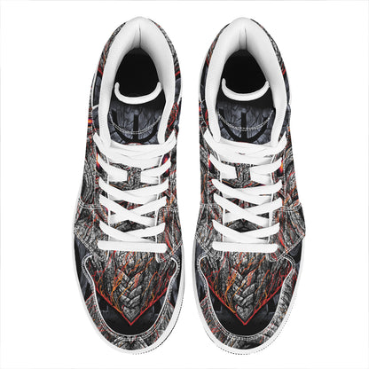 Ancient Viking Norse God Odin Print High Top Leather Sneakers