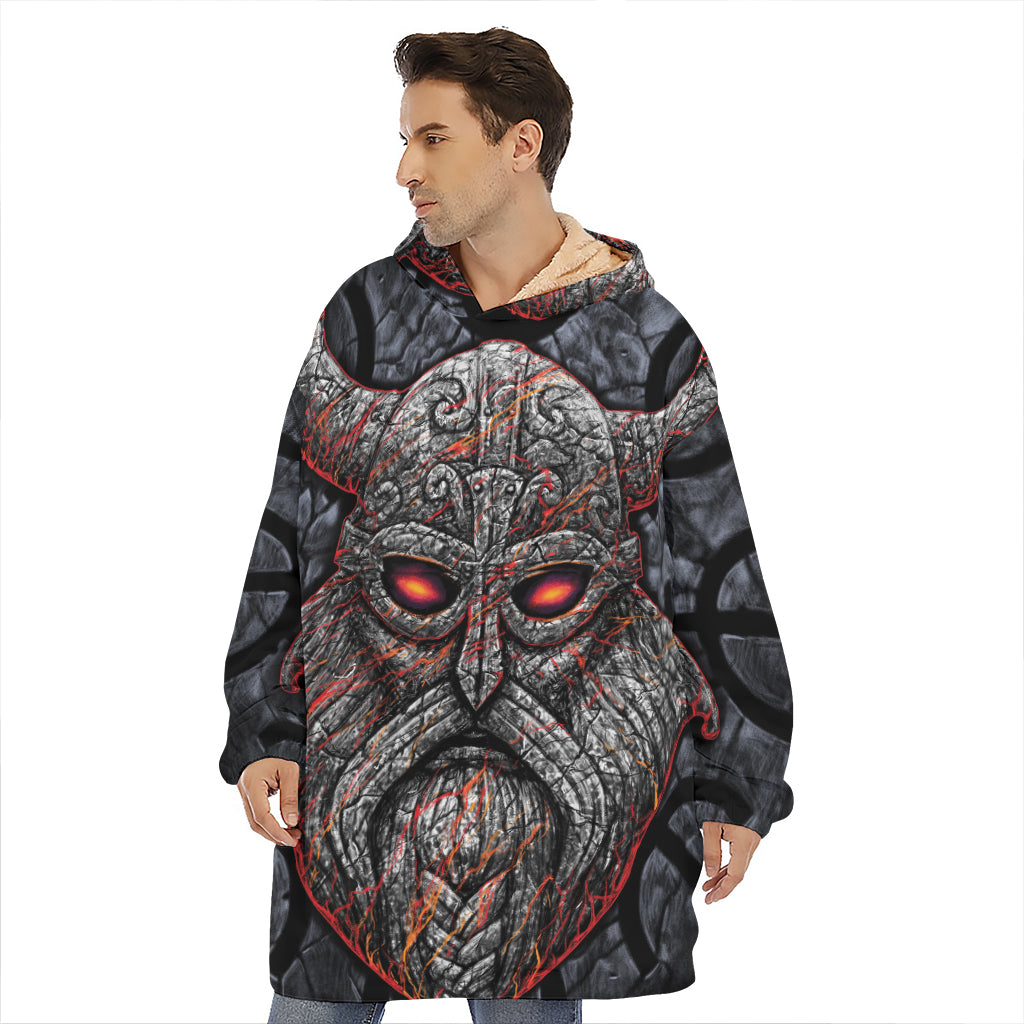 Ancient Viking Norse God Odin Print Hoodie Blanket