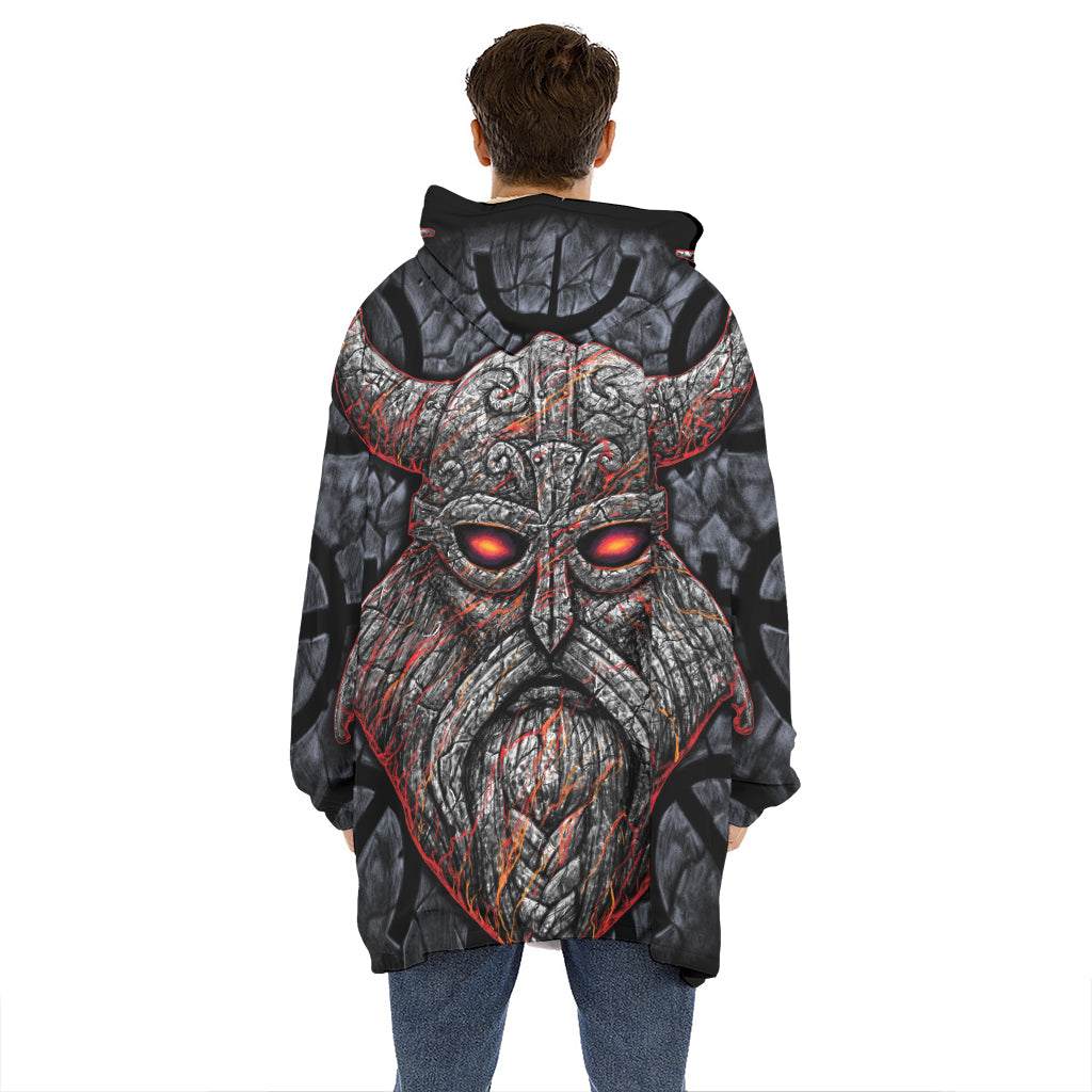 Ancient Viking Norse God Odin Print Hoodie Blanket