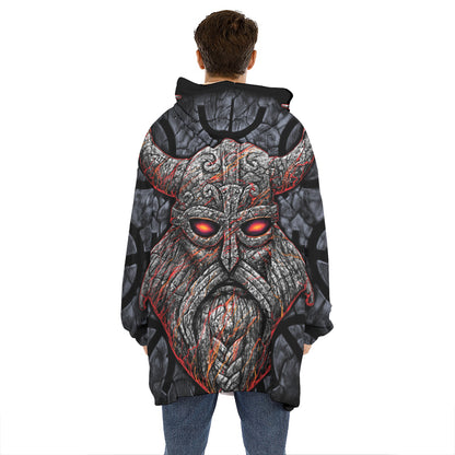 Ancient Viking Norse God Odin Print Hoodie Blanket